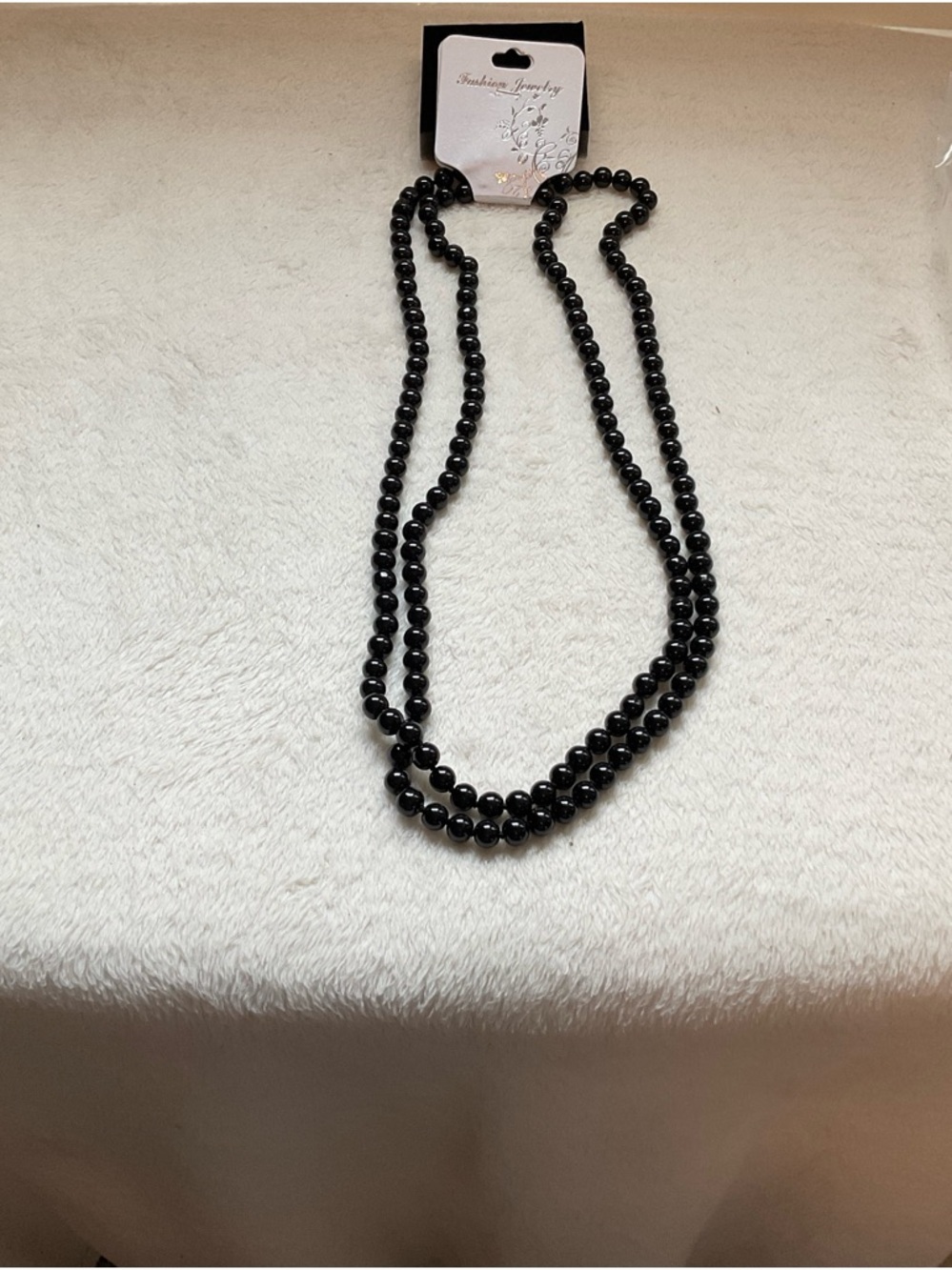 Fashion Jewelry Black Double-Strand Beaded Necklace